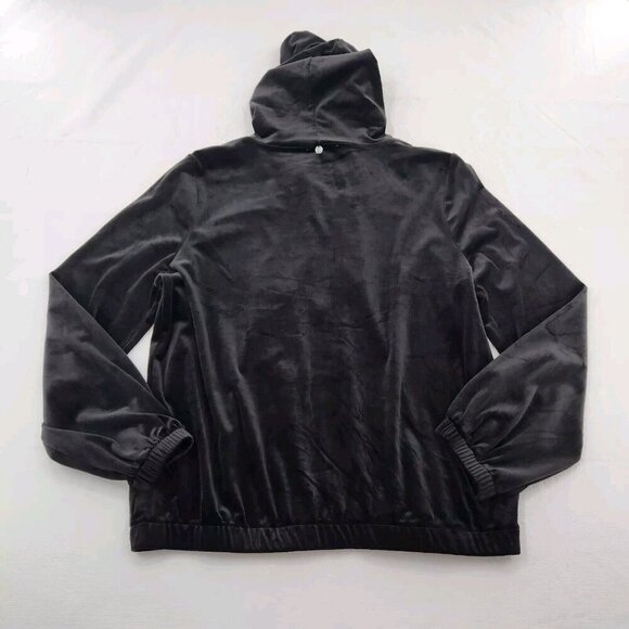 Cable & Gauge Sport Activewear Jacket Womens Large Full Zip Hoodie Black Velour - Picture 3 of 7